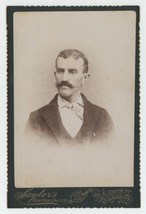 Antique Circa 1880s Cabinet Card Handsome Dapper Man Mustache Saylor Reading, PA - £9.64 GBP