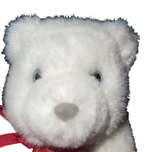 Hallmark Plush Stuffed Animal White Polar Bear Holding Red Gift Box 7&quot; Tall Soft - £7.00 GBP