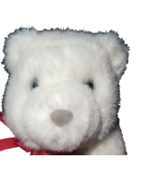 Hallmark Plush Stuffed Animal White Polar Bear Holding Red Gift Box 7&quot; T... - £7.09 GBP