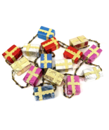 Vintage Glass Foil Christmas Garland Wrapped Present Gifts Antique  - $145.00