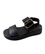 Anne Klein Evanti Black Low Wedge Strappy Comfort Sandal - $79.00