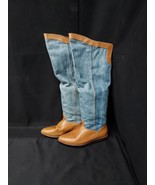 Vintage Chinese Laundry Western Boots Women&#39;s 8.5 Denim Leather Tall Str... - $29.99