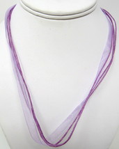 Lavender Ribbon Necklace 18&quot;-20&quot; Choker Organza 3 Waxed Cords Adjusts US SellerX - $9.40