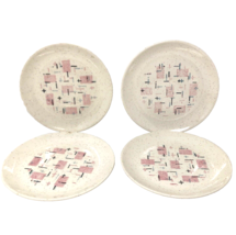 Vernon Ware Tickled Pink 6&quot; Bread Plates Metlox 50s Dinnerware MCM Set of 4 - $26.99