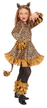 Living Fiction Feisty Leopard 4Pc Girl Costume, Tan, Medium 8-10 - £36.13 GBP