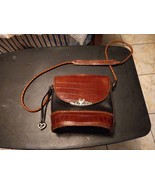 Brighton Authentic Carry Purse Handbag Shoulder bag Black Brown Crock Le... - $28.70