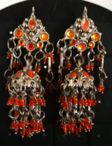 Indian Earrings Jhumka  Bollywood For Women Orange Boho Pierced Tribal Gypsy - £16.23 GBP