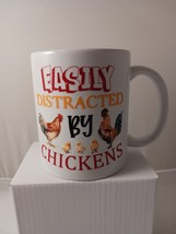White Coffee Mug UV DTF Sticker Applied, 11oz, Easily Distracted by Chic... - $12.43