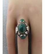 Taxco Poison Ring Sterling Silver Green Cabochon Stones Adjustable Size ... - $1,693.32 MXN