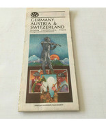 Vintage fold out travel map Germany  Austria Switzerland Czechoslovakia ... - €17,15 EUR