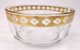 vtg Arcoroc France Culver Valencia Glass Bowl 22kt Gold Trim Diamond Design 8.5&quot; - £11.83 GBP