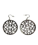 Vtg Silver Tone Filigree Dangle Earrings Ornate Cut-Out Swirl Design Boh... - $519.20 MXN