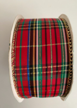 Holiday Time Red Green Blue Gold PLAID Christmas Ribbon 12 ft x 2 in New Vintage - £11.62 GBP