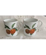 2 Royal Worcester Evesham Gold Mugs Peaches &amp; Black Currants England - $27.79 CAD