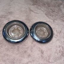 Vintage Glass Silver Tone? Coasters Set of 2 - £3.95 GBP