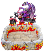 Dragon Motorcycle Rider in Armor on Flame Business Card Holder Ashtray 4.5&quot; L - £19.84 GBP