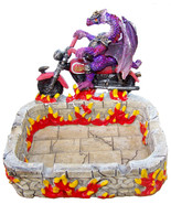 Dragon Motorcycle Rider in Armor on Flame Business Card Holder Ashtray 4... - £19.78 GBP