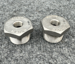 Lot of 2 - 1&quot; x 1/4&quot; NPT Threaded Hex Bushing 304 Stainless Steel 150 Fitting - £14.01 GBP