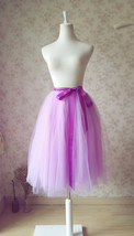 Purple Tulle Midi Skirt Outfit Women Custom Plus Size Tulle Party Tutu Skirt image 3