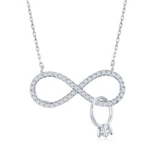 Sterling Silver CZ Infinity with Engagement Ring Necklace - £39.70 GBP