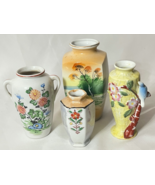 Mixed Lot 4 Vintage Japanese Hand Painted Porcelain Vases Made in Japan - $33.94 CAD