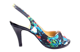 Women High Heel Floral Slingback Size 7 SAM AND LIBBY Vintage Inspired 1950s - £31.96 GBP