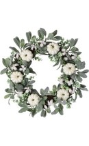 WANNA-CUL 24 inch Farmhouse Fall Wreath Decoration for Front Door with White ... - £71.20 GBP