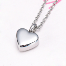 316L Stainless Steel Hollow Heart Cremation Urn Pendant Necklace - FAST SHIPPING - £14.38 GBP