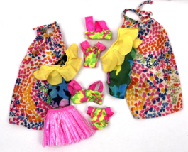 Vintage Barbie Doll Swimsuit Lot Hawaiian Tropical Beach Cover Up Grass Skirt - £23.98 GBP