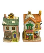 Vintage Lot 1993 Christmas Village Porcelain Antique Store &amp; Grocery Sto... - £14.85 GBP