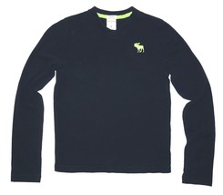 Abercrombie Kids Large Navy Blue Long Sleeve Muscle V-Neck Blue Moose So Soft - £11.77 GBP