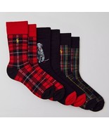 Polo Ralph Lauren Mens Black/Red/Green Plaid Dog Dress Socks Gift Box - ... - $29.69