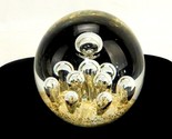 Glass Ball Paperweight, Large Controlled Bubbles, Gold Glitter, BEAUTIFUL! - $29.35