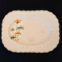 Sebring Fluted Platter Meat Plate VTG Ivory Porcelain Yellow Flower Gree... - $39.58