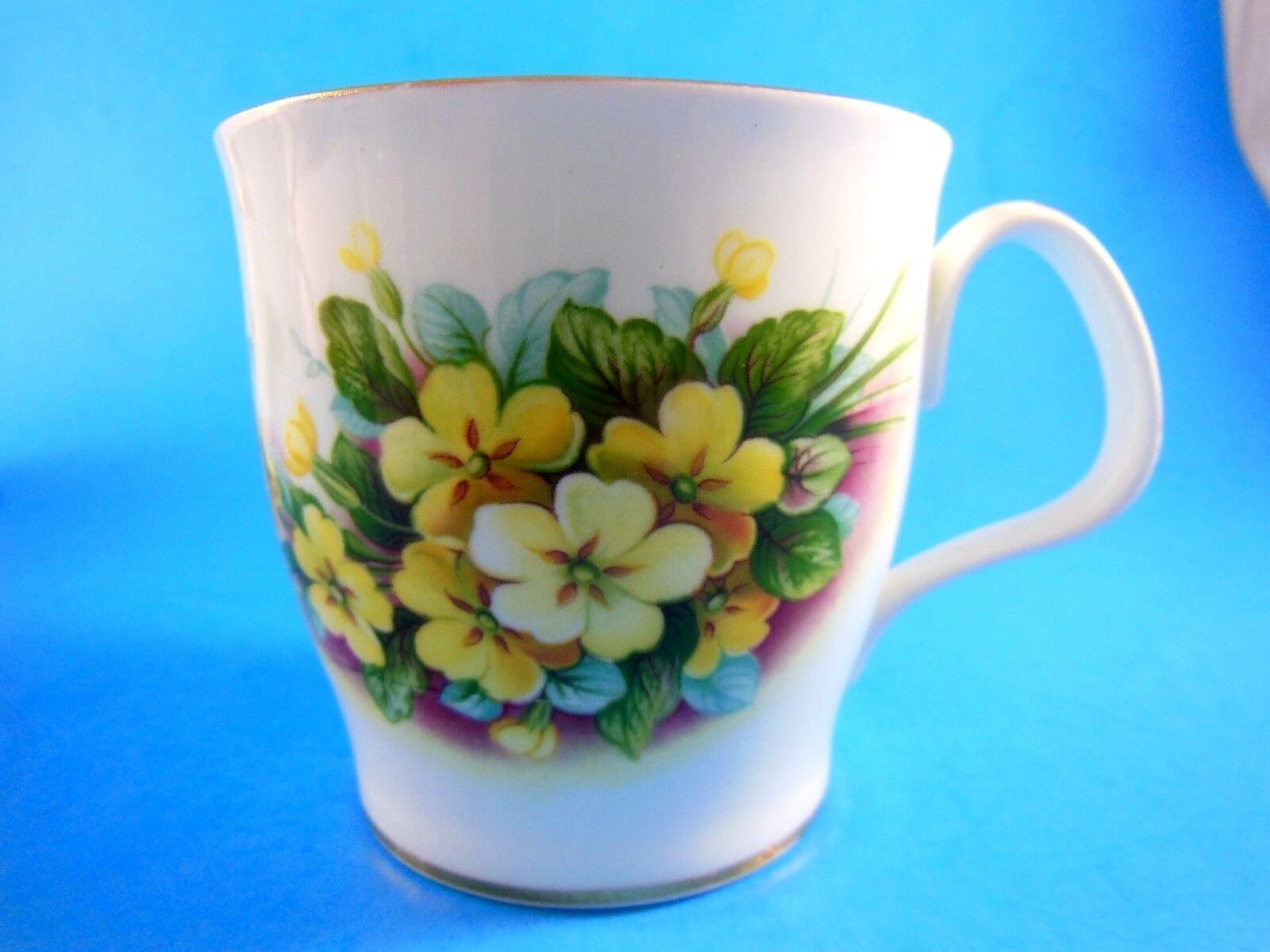 Royal Albert bone china cup  yellow flower with 5 petals and Gold trim - $12.86
