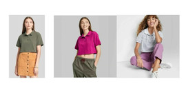 (LOT OF 3) Wild Fable Women&#39;s Short Sleeve Polo Shirt Cropped Top - $17.00
