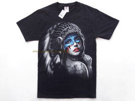 New Fruit Of Loom Indian Native American Girl Black Small Shirt Wolf tattoo 34 - £5.50 GBP