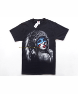 New Fruit Of Loom Indian Native American Girl Black Small Shirt Wolf tat... - £5.54 GBP