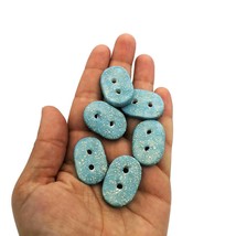 6Pc Handmade Ceramic Sparkly Turquoise Blue Oval Sewing Buttons For Clot... - $55.97