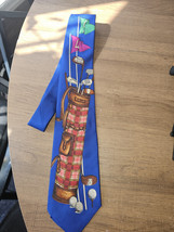 Polo Ralph Lauren Silk Blue Golf Bag Ball Club Tie Hand Made USA Golfer Vintage - £50.62 GBP