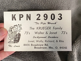 QSL Card - KPN2903 The Pipe Wrench The Krueger Family Background Breakers - £15.36 GBP