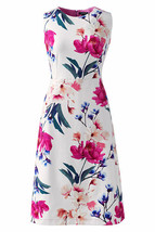 Lands End Women&#39;s Sleeveless Ponte Sheath Dress Ivory Marin Botanical New - $59.99