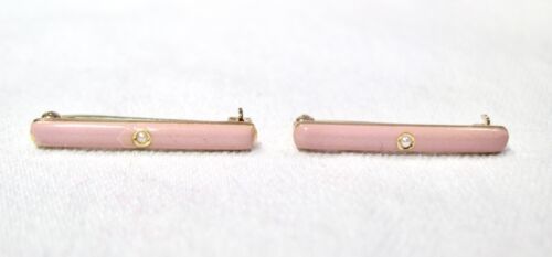 Primary image for Vintage 14K Yellow Gold Seed Pearl Enamel Painted Bar Pins - Lot of 2 - K1530 