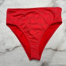 Jessica Simpson Flower Power High Waist Bikini Bottom Mandarin Red Size ... - $19.75