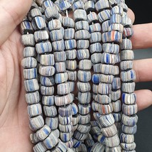 Lot 2 Vintage OLD AFRICAN GLASS  Stripes BEADS 8-10MM beads Strand - £38.14 GBP