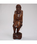 Vintage Wooden Hand Carved Tribal Figure Asian Oriental Man With Backpac... - $260.80 MXN
