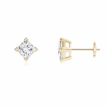 ANGARA Princess-Cut Lab-Grown Diamond Stud Earrings in 14K Gold (4.4mm, 1 Ct) - £780.10 GBP