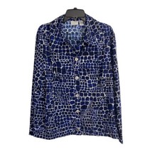 Zenergy by Chicos Womens Shirt Adult Size 3=xl Blue Silver Animal Print Buttons - £26.67 GBP