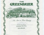  Greenbrier Menus Newman Road Gatlinburg Tennessee An Art in Fine Dining... - $17.82