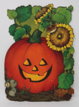 Vintage Halloween Hallmark Die Cut Paper Wall Door Decor Sunflowers Pumpkin - £23.51 GBP